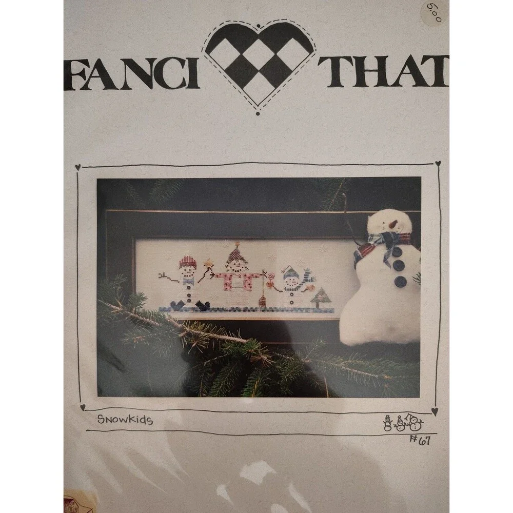 Vintage Fanci That Cross Stitch Pattern Booklet Snowkids No 67 Christmas Snowman